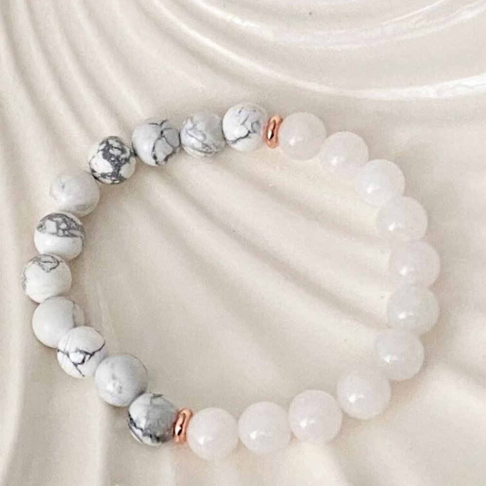 10mm White Howlite & White Jade Healing, Meditation, and Energy Stretch Bracelet